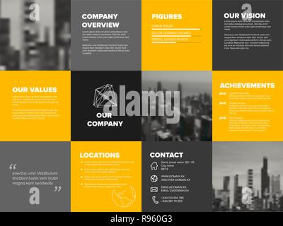 Company profile template - corporation main information predentation - yellow and gray version Stock Vector