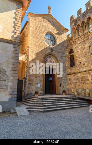 Church in Badia di Passignano, Abbey of San Michele Arcangelo Passignano is historic Benedictine abbey in Tuscany. Italy Stock Photo