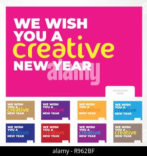 New year Wish Cards with beautiful gradients and a minimalistic touch. Just add the logo of your company and you're good to go ! Stock Vector
