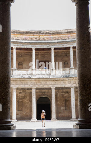 Architecture of the famous Alcazar of Seville Palace in Andulasia, Spain. The palace is a famous Islamic historical palace with spectacular architectu Stock Photo