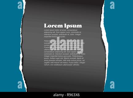 Vector ripped blue paper flyer template - abstract background template with place for your content - vertical scrap Stock Vector