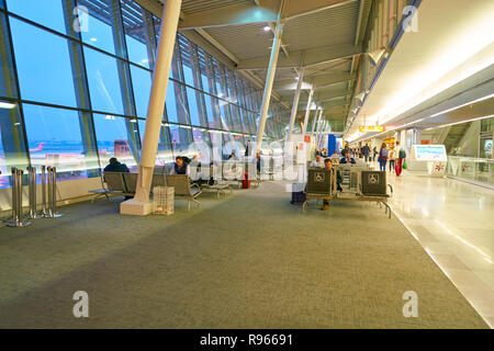 WARSAW, POLAND - CIRCA NOVEMBER, 2017: inside Warsaw Chopin Airport. Stock Photo