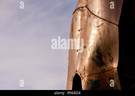 Rusted steel plates joined with rivets Stock Photo