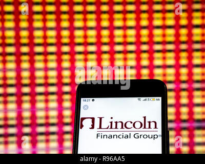 Lincoln National Corporation Insurance company logo seen displayed on smart phone Stock Photo