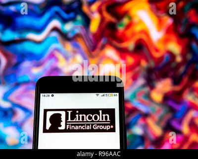 Lincoln National Corporation Insurance company logo seen displayed on smart phone Stock Photo