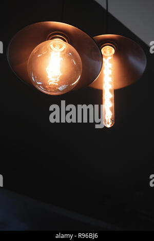 Decorative antique two hanging light bulbs Stock Photo