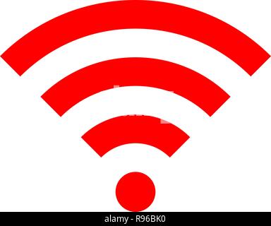 Wifi symbol icon - red simple, isolated - vector illustration Stock Vector
