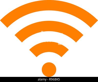 Wifi symbol icon - orange simple, isolated - vector illustration Stock Vector