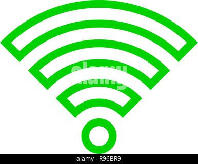 Wifi symbol icon - green outlined, isolated - vector illustration Stock Vector