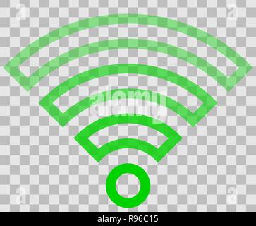 Wifi symbol icon - green outlined transparent, isolated - vector illustration Stock Vector