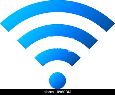 Wifi symbol icon - blue simple gradient, isolated - vector illustration Stock Vector