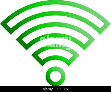 Wifi symbol icon - green outlined gradient, isolated - vector illustration Stock Vector