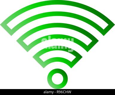 Wifi symbol icon - green outlined gradient, isolated - vector illustration Stock Vector