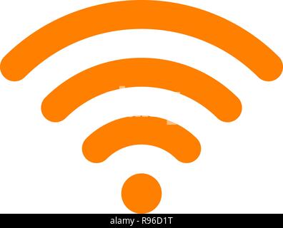 Wifi symbol icon - orange simple rounded, isolated - vector illustration Stock Vector