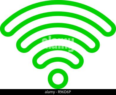 Wifi symbol icon - green outlined rounded, isolated - vector illustration Stock Vector