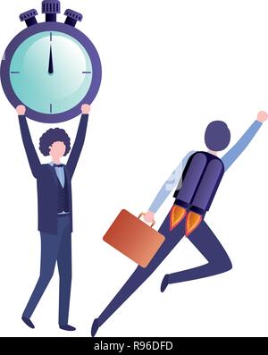 businessmen with rocket and clock avatar character Stock Vector Image ...