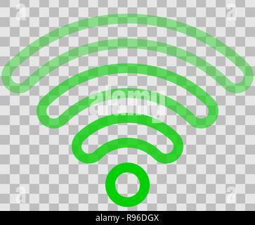 Wifi symbol icon - green outlined rounded transparent, isolated - vector illustration Stock Vector