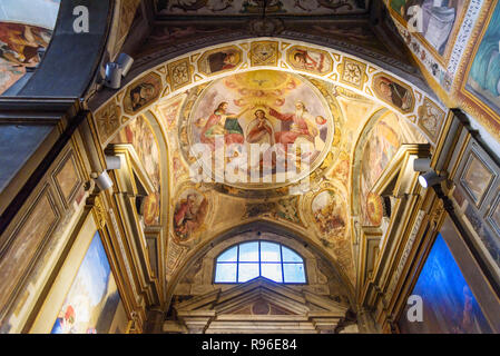 Badia di Passignano, Italy - September 29, 2018: Interior of church in Badia di Passignano, Abbey of San Michele Arcangelo Passignano is historic Bene Stock Photo