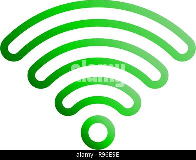 Wifi symbol icon - green outlined rounded gradient, isolated - vector illustration Stock Vector