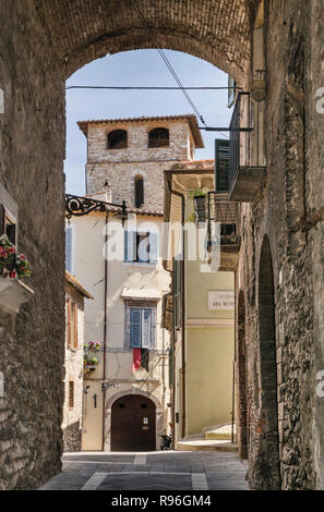 Via Claudio Sforza, street in historic center of Narni, Umbria, Italy Stock Photo