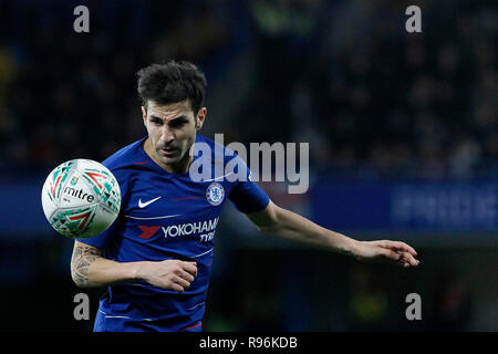 London, UK. 19th Dec, 2018. Cesc Fˆbregasduring the EFL Carabao Cup Quarter Final match between Chelsea and Bournemouth at Stamford Bridge, London, England on 19 December 2018. Photo by Carlton Myrie.  Editorial use only, license required for commercial use. No use in betting, games or a single club/league/player publications. Credit: UK Sports Pics Ltd/Alamy Live News Stock Photo