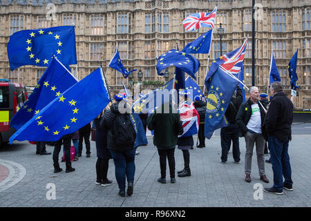 London, UK. 20th December, 2018. Anti-Brexit activists from SODEM (Stand of Defiance European Union) protest opposite Parliament. Credit: Mark Kerrison/Alamy Live News Stock Photo