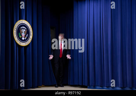 US President Donald Trump arrives before signing the Farm Bill into law at the White House in Washington, DC on December 20, 2018. Credit: Alex Edelman/CNP /MediaPunch Stock Photo