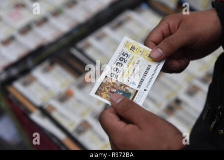 A spanish Christmas El Gordo lottery ticket seen in Madrid. The