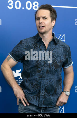 Venice, Italy. 04th Sep, 2017. Sam Rockwell attends the photo call of 'Three Billboards Outside Ebbing, Missouri' during the 74th Venice Film Festival at Palazzo del Casino in Venice, Italy, on 04 September 2017. - NO WIRE SERVICE   Credit: Hubert Boesl/dpa | usage worldwide/dpa/Alamy Live News Stock Photo