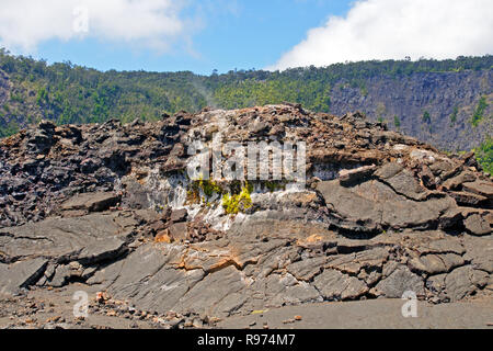 Steam rising from the Kilauea Iki Crater in Hawaii Stock Photo