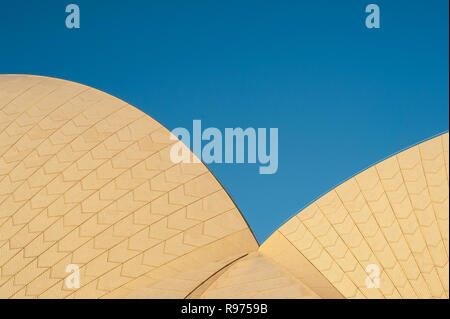 16.09.2018, Sydney, New South Wales, Australia - Roof detail of the Sydney Opera House, one of the city's two famous landmarks.