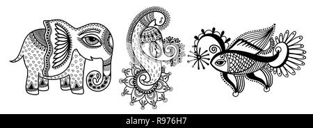Indian Elephant Design - Paste On, Indian design in henna, …