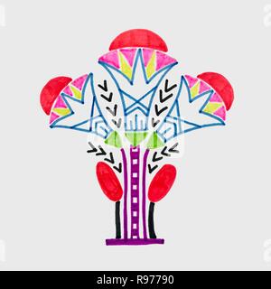 marker sketch drawing of egyptian decoration lotus flower Stock Vector