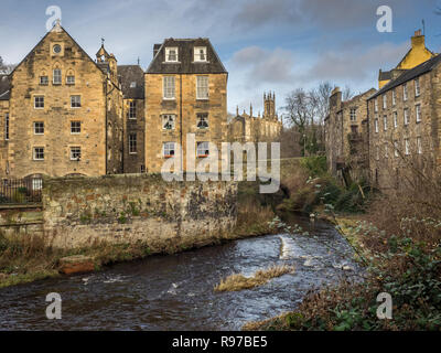 The Dean Village is a tranquil green oasis on the Water of Leith, only five minutes walk from Princes Street in the centre of Edinburgh, Scotland Stock Photo