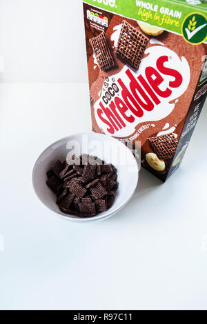 Bowl of Coco Shreddies Stock Photo