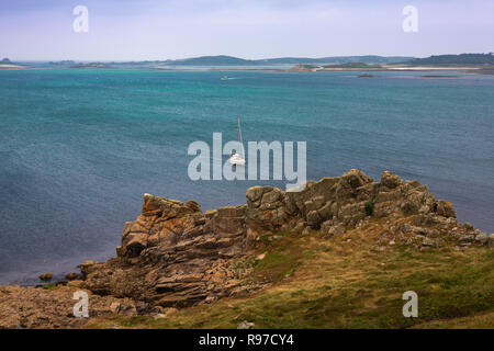 View from Carn Morval Point, St. Mary's, Isle of Scilly, England, UK Stock Photo