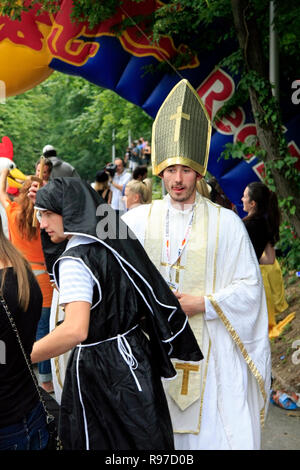 Zagreb, Croatia - June 12, 2011: Funny crew in funny costumes on Red Bull Soapbox Stock Photo