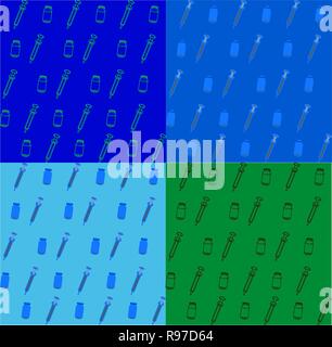 Colorful seamless pattern with pill elements and outline. vector illustration Stock Vector