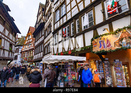 2018 Christmas market in Strasbourg, the capital de Noel in Alsace area, France Stock Photo