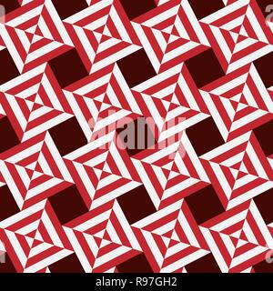 Seamless pattern. Stripes squares red and white background Stock Vector