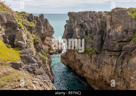 Pancake Rocks, Punakaiki, West Coast, South Island, New Zealand Stock Photo