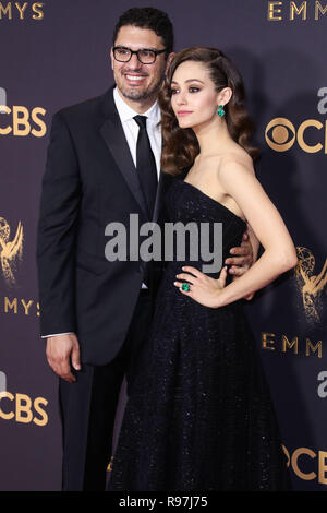 LOS ANGELES, CA, USA - SEPTEMBER 17: Emmy Rossum, Sam Esmail arrive at the 69th Annual Primetime Emmy Awards held at Microsoft Theater at L.A. Live on September 17, 2017 in Los Angeles, California, United States. (Photo by Xavier Collin/Image Press Agency) Stock Photo