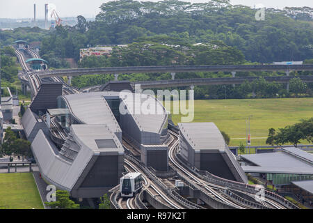 Punggol LRT station, the entire stretch is an automated guideway transit line, trains are automated, Singapore. Stock Photo