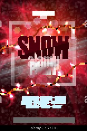 Christmas Snow Party Flyer Poster Placard. Vector eps 10 Stock Vector