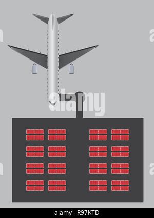 Top View of Airport Aircraft and seat in departure lounge Vector Stock Vector