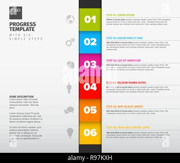 Vector blue five vertical steps progress template with big arrows and ...