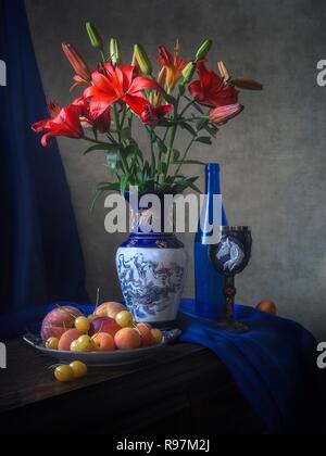 Still life with bouquet of oranges lily Stock Photo - Alamy
