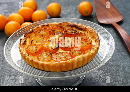 Kumquat, its raw rind is sweet, with the flesh is sour like the lemon. Stock Photo