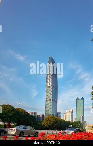 SHENZHEN, CHINA - MAY 28, 2014: Shenzhen urban landscape at daytime. Shenzhen is a major city in Guangdong Province and one of the four largest and we Stock Photo