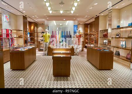 DOHA, QATAR - CIRCA MAY, 2017: inside Hermes store at Hamad International Airport of Doha. Stock Photo